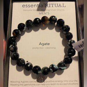 Men’s Agate bracelet genuine stone sterling silver
